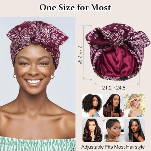 Ababalaya Satin Lined Beanies for Women Chemo Headwear Sleep Cap - Image 6