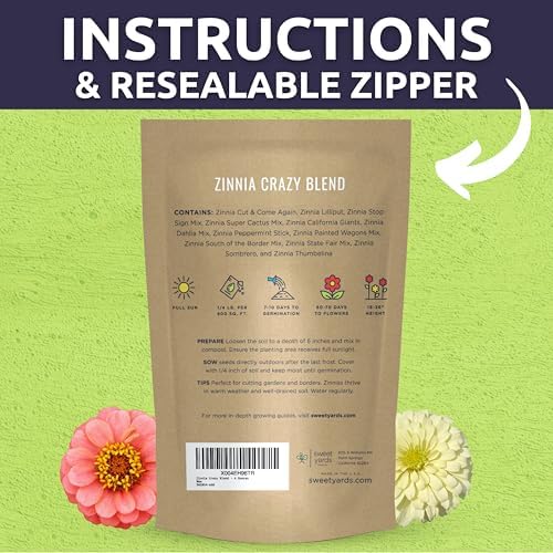 Zinnia Crazy Blend - Bulk 1/4 Pound Pouch - 15,000 Flower Seeds for Planting - Zinnia elegans - Image 4