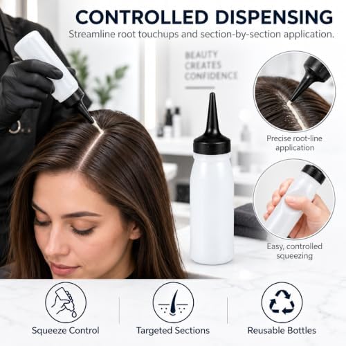 DOITOOL 9 Pcs Hair Dye Bottles, Small PP Pointed Tip Applicators - Image 3