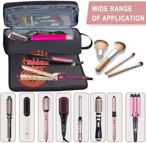 Hair Tools Travel Bag with Heat Resistant Mat Hair Styling Accessories Storage Case for Hair Dryer Flat Iron Straightener Curling Iron Haircare Accessories Travel Essentials for Women - Image 5
