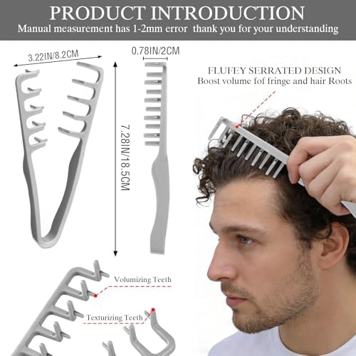 Texture Comb,Volumizing Textured Styling Comb with Wide Teeth for Root Lift - Image 2