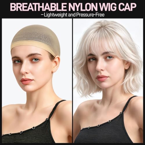 Fandamei 4PCS Wig Cap, 2PCS Nylon Wig Caps for Women Light Brown, 2PCS HD Caps for Wigs Super Thin Invisible Lightweight. Stocking Hair Wig Caps Stretchy Breathable for Lace Wig Halloween Cosplay - Image 5