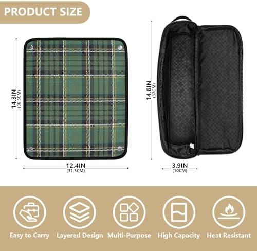 Tartan Buffalo Plaid Verdant Hair Tools Travel Bag Travel Organizer Pouch with Heat Resistant Mat Portable Carrying Case for Hair Dryer Curling Iron Flat Irons - Image 4