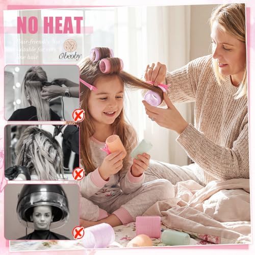 Obeoby 4 Sizes Hair Rollers Curlers Set with Clips for Women (Light Colors) - Image 5