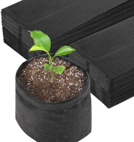 Black Plant Grow Bags, Pack of 100 7.5x7.5 Breathable Non-Woven Fabric Grow Bags for Planting Seedling Pots 1 Gallon Plant Pots by ENPOINT