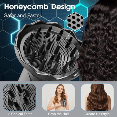 Hair Dryer Diffuser, Attachment for Hair Dryer, Hair Diffuser for Curly Hair, 360° Magnetic Diffuser for HZD&DSON Hair Dryer, Hair Attchment for Women, Black - Image 4