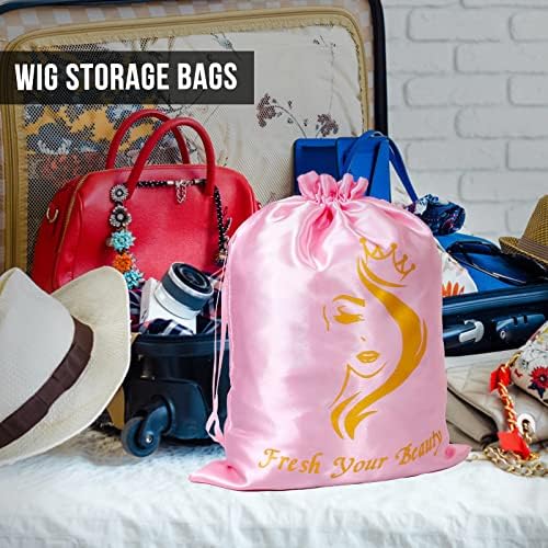 6 Pcs Wig Storage Bags, Mix White and Pink - Image 7