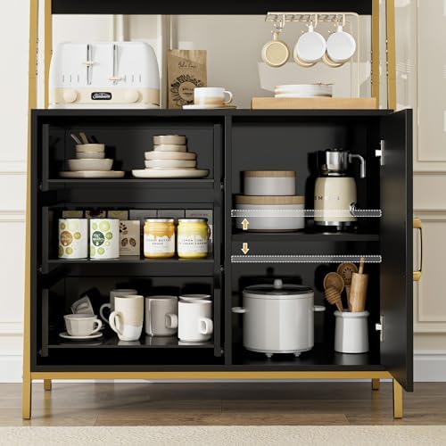 HITHOS Black Gold Bookshelf, 69" H Ladder Book Shelf with Drawers & Shelves - Image 5