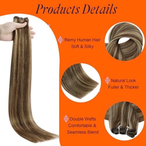 Full Shine Weft Hair Extensions Human Hair for Women 20 Inch 105g - Image 3