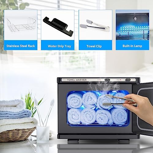 Towel Warmer, 2-in-1 Professional Hot Towel Heater Cabinet for Spa Salon Home Bathroom, 8L, Black - Image 2