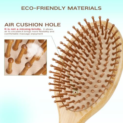 Bamboo Hair Brush and Comb Set for Hair Growth & Scalp Massager - Image 2