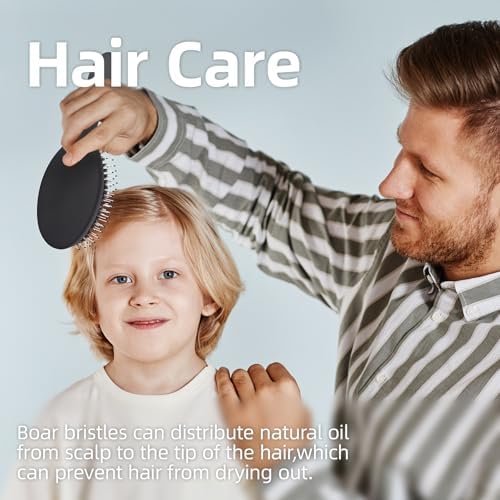Boar Bristles Hair Brush for Women and Men, Detangling Hair Brush for Smoothing Massage Add Shine, Nylon&Boar Bristles Detangler brush for Hair Healthy (1 Pack-Black) - Image 6