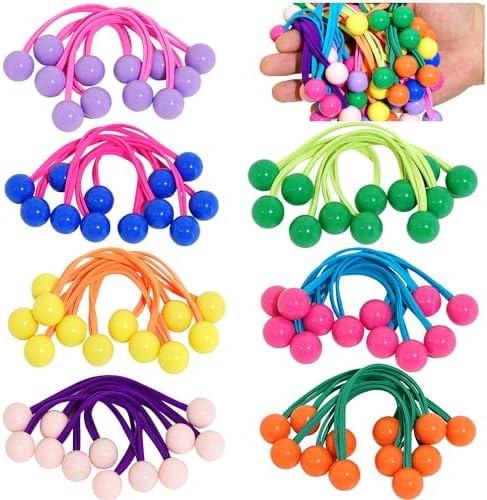 42 Pcs Double Balls Hair Ties, Ball Bubble Ponytail Holders Colorful Clear Assorted Elastic Accessories for Kids Children Girls Women(7Colors) by Jeffan