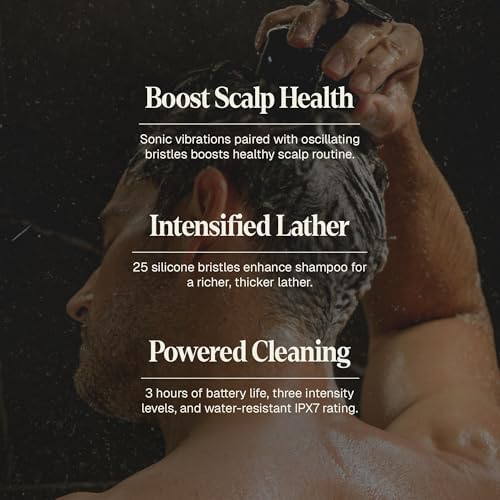 Black Wolf Sonic Scalp Scrubber - Rechargeable Hair & Scalp Scrub Brush - Image 3