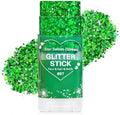 Green Hair Glitter Stick, Green Face Body Glitter Makeup, School Spirit Week Game Day Cheer Accessories, Chunky Sequins for Halloween, St Patrick's Day, Rave Festival Singer Concert, Mardi Gras by Yeweian