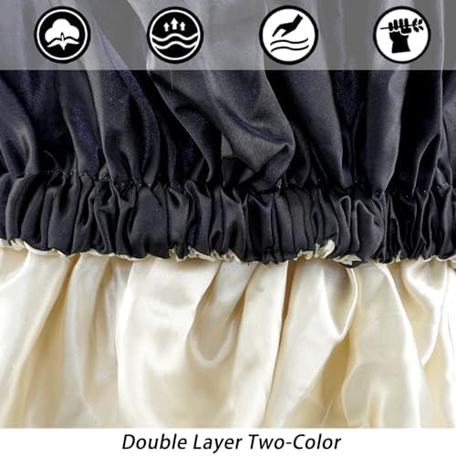 Edoneery Satin Bonnet for Sleeping Women, Double Layer Curly Hair Cap - Image 6