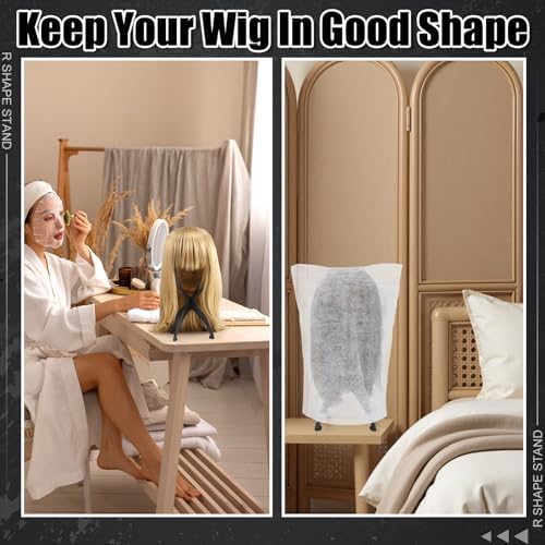 ProSuites 2 Pack Wig Stand with 2 Pcs Wig Dust Bags, Wig Holder Hat Display with Wig Bag for Women Multiple Wigs - Wig Party Kit for Salon Home Travel Use - Image 6