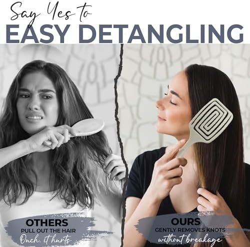 Fiora Naturals Detangler Brush for Wet and Dry Hair, Soft Detangling Brush - Image 4