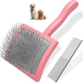 2PCS Slicker Brush for Dogs & Pet Comb,Professional Dog Grooming Brush (Goldendoodles,Poodles,Labradoodles) with Extra Long Pins to Effectively Remove Tangles, Knots and Mats (Light Pink, Large) by Unknown