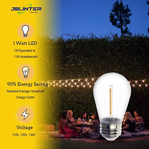 Jslinter 16-Pack S14 Outdoor String Light Bulbs for Patio Lights, 2200K, 1W - Image 5