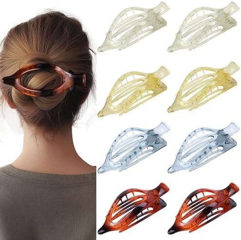 8 Pack Clear Flat Hair Clips – Matte Claw Clips for Women & Girls, Fresh Aesthetic Hair Accessories, Strong Hold No-Slip Barrettes for Summer & Everyday Styling by CentStar