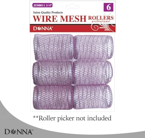 DONNA Wire Mesh Hair Rollers 1.75 Inch Jumbo Size, 6 Pack Lightweight Metal Curlers for Smooth Voluminous Waves, Durable Wire Construction for Heatless Styling, Purple - Image 4