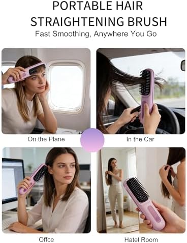 Go Brush Pro for Short Hair, Cordless Hair Straightener Brush (Pink) - Image 5