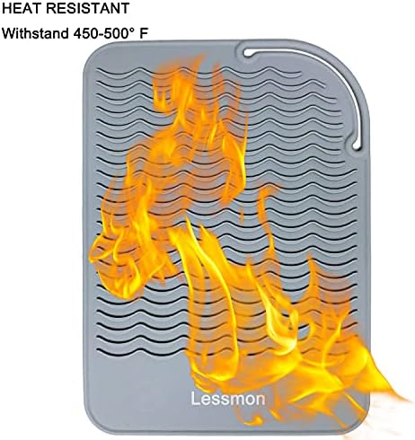 Lessmon Large Heat Resistant Mat for Hair Styling Tools, 11 x 7.5 in, Grey - Image 5