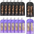Wig Hanger - Dust-Proof Storage Organizer with Hook for Hair Extensions | Wig Bags Storage with Hanger | Wig Storage Bags for Perfect Wig Care(6PCS Black & 6PCS Purple) by KneysanMakeYourLifeBetter