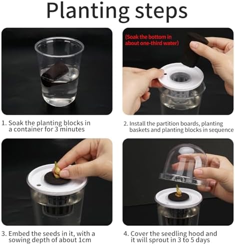 Clear Hydroponic Nursery Pots with Humidity Domes & Rrow Sponge 6-Pack - Image 3