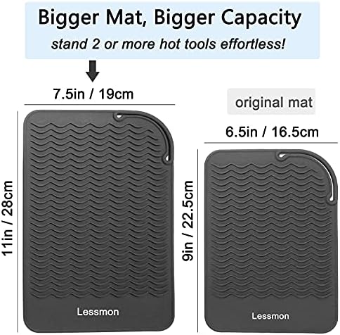 Lessmon Large Heat Resistant Mat for Hair Styling Tools, 11 x 7.5 in, Black - Image 3