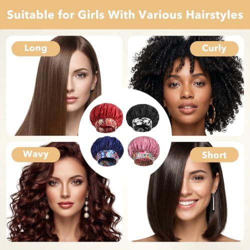 16 Pcs Satin Bonnet for Sleeping, Sleep Bonnets for Women Curly Hair - Image 5