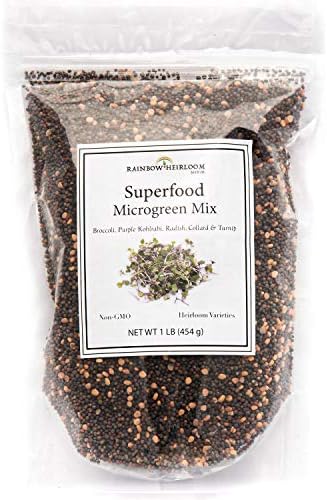 Superfood Microgreen Seeds Mix | for Microgreens Growing Trays | 1 LB | Heirloom Non GMO Purple Kohlrabi, Collard, Radish, Turnip & Broccoli Sprouts Seeds | Rainbow Heirloom Seed Co. by Rainbow+Heirloom+Seed+Co.
