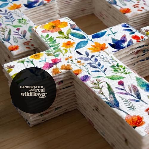 50 Plantable Floral Cross Wildflower Seed Paper Favors - Image 4