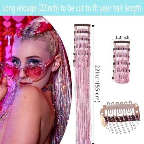 Hair Tinsel Clip in 12 Pcs Fairy Glitter Tinsel Hair Extensions for Kids - Image 4