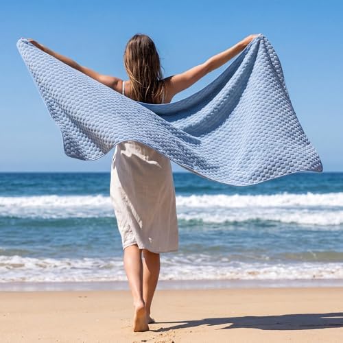 REDKISS 4 Pack Blue Bath Towels for Bathroom, Ultra Soft, 27"x55" - Image 5