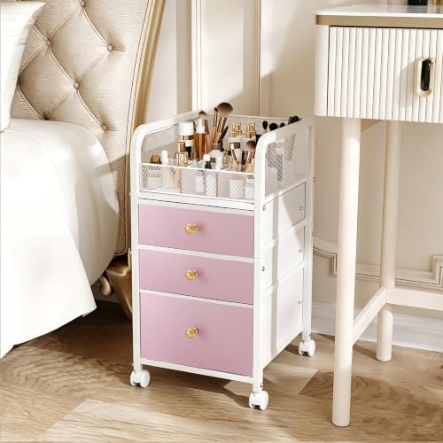 Rolling Makeup Vanity Cart Makeup Organizer with Drawers for Girls - Image 7