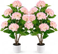 Faux Hydrangea Tree 2 Pack, 3FT Pink Artificial Flowering Plant by ICEYBLOOMS