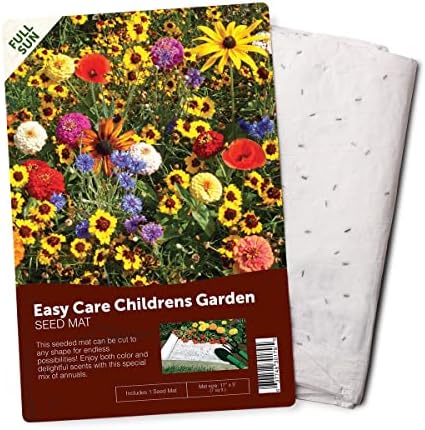 Seed Mat - Easy to Plant and Grow Garden Seeds - Creates Fragrant, Vibrant Flower Garden (Easy Care Children's Mix) by BloomingBulb