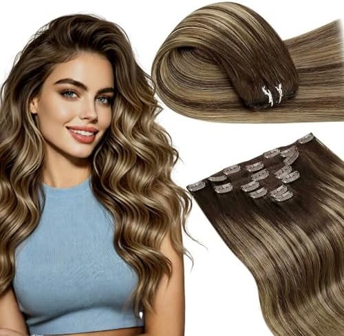 LaaVoo Ombre Clip in Hair Extensions,Suitable for Fine and Thin Hair by LaaVoo