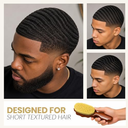 Kosher 360 Wave Brush for Men, Vegan Agave Bristle Hair Brush, Hard Medium Wave for Curly Coarse Wavy Hair, Ash Wood Handle, Wet and Dry Use - Image 4