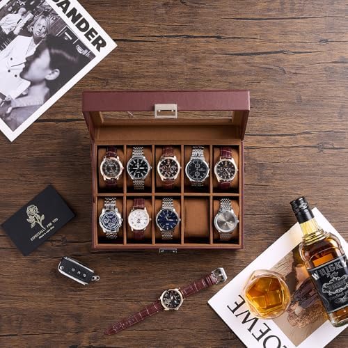 ProCase Watch Box, 10 Slot Mens Watch Display Case, Espresso - Image 2