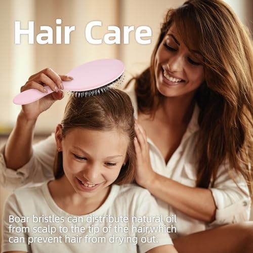 Boar Bristles Hair Brush for Women and Men, Detangling Hair Brush for Smoothing Massage Add Shine, Nylon&Boar Bristles Detangler brush for Hair Healthy (1 Pack-Pink) - Image 7