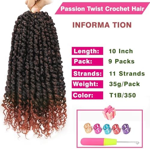 Passion Twist Crochet Hair 10" T1B/350 Pre-Looped - Image 4