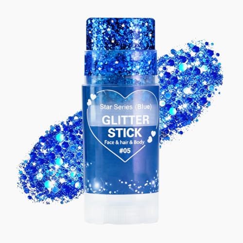 Go Ho Blue Glitter Stick, Sparkly Hair Face Body Shimmer for Women Kids by GoHo
