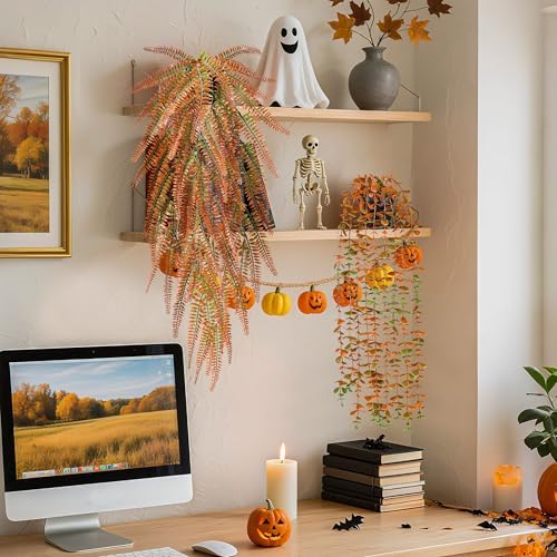 Der Rose 4 Pack Fake Fall Plants Hanging Orange Vines for Fall Wall Decor - Image 5