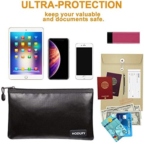 Hodufy Fireproof Money Bag - 10.6"x6.7" & 5"x8" Small Fireproof Bags, Bank Deposit & Passport Safe Storage Envelope - Image 3