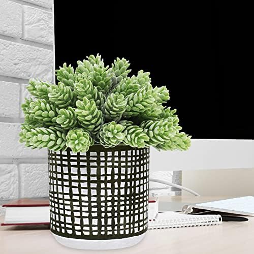 Winlyn 3 Pcs Small Potted Plants Artificial Succulents Hanging Plants and Faux Tropical Snake Plant in Black Geometric Pots for Modern Home Kitchen Windowsill Table Shelf Indoor Outdoor Greenery Decor - Image 7