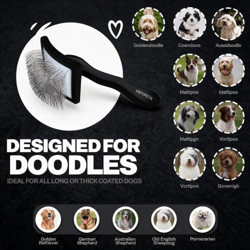 5-Piece Dog Slicker Brush Grooming Kit, Comfort Grip Classic Black - Image 6