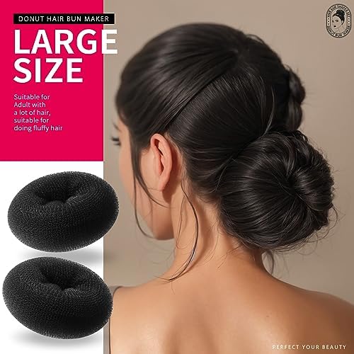 Teenitor Hair Styling Kit: 5 Bands, 20 Bobby Pins, 7 Chignons (2 Small, 2 Medium, 1 Large, 1 Extra-Large), Black - Image 4